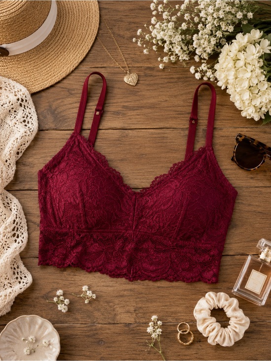 Bozzolo Other - Bozzolo Red Lace Longline Bralette